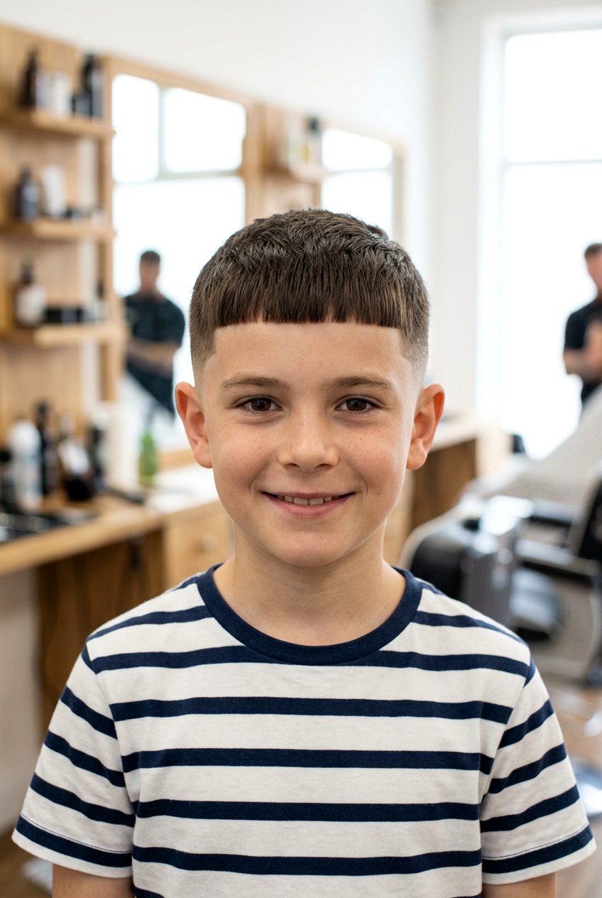 Caesar Cut with Fade - 20 summer haircut for boys - 20 summer haircut for boys
