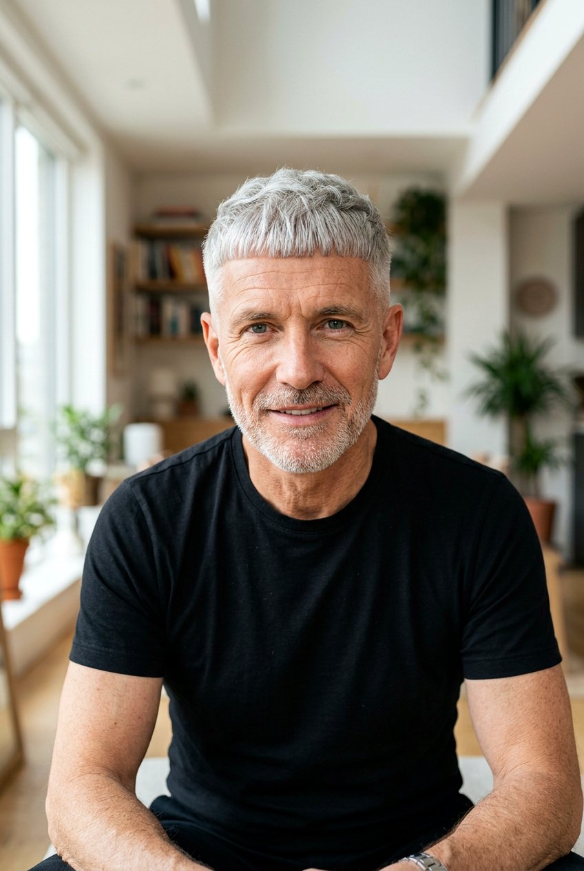 Caesar Cut - 20 mens haircut for mature gray hair - 20 men’s haircut for mature gray hair