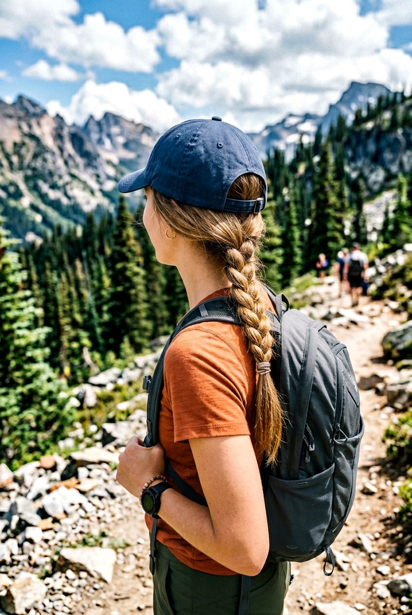 Camping Hairstyle With Baseball Cap - 20 camping hairstyles for women - 20 camping hairstyles for women