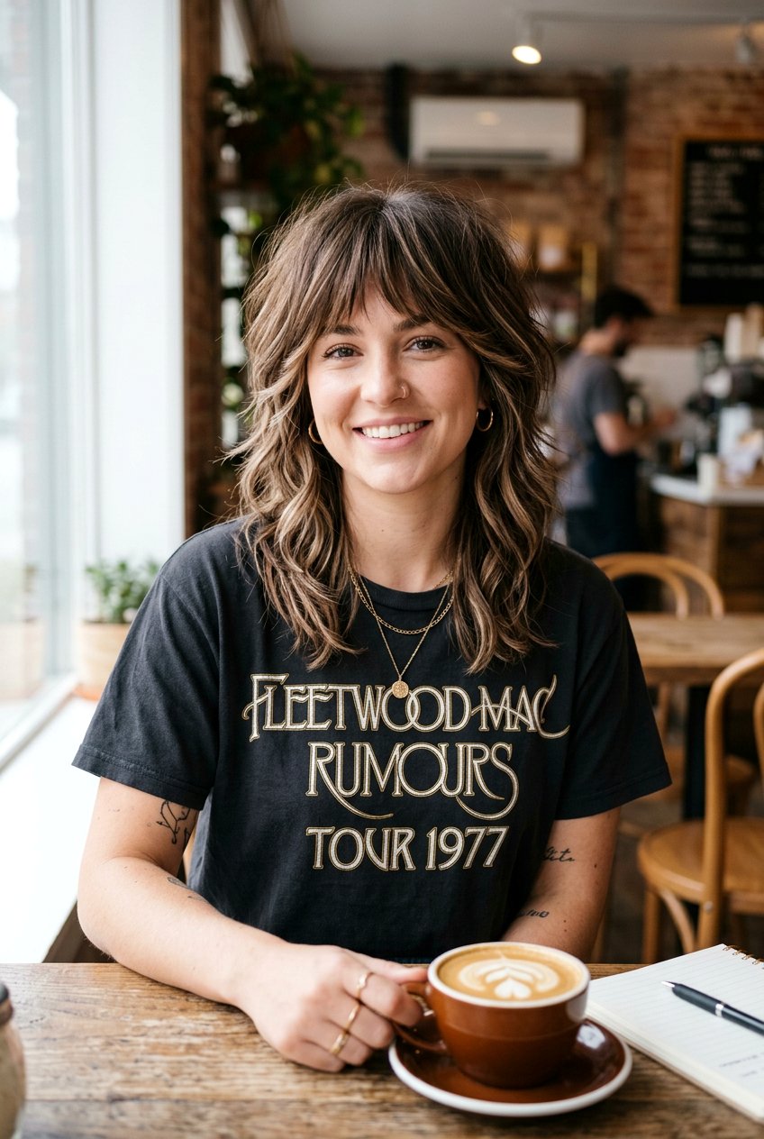 Cappuccino Highlights On Brunette Shag - 20 natural looking brunette refresh - 20 natural looking brunette refresh