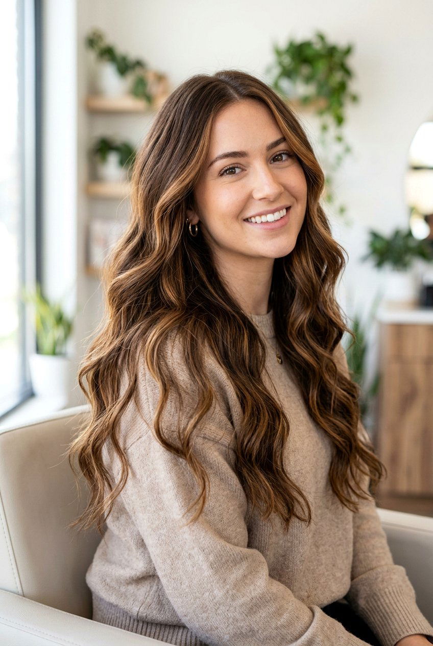 Caramel Balayage Highlights on Brunette Hair - 20 hair color ideas for brunettes with highlights - 20 hair color ideas for brunettes with highlights