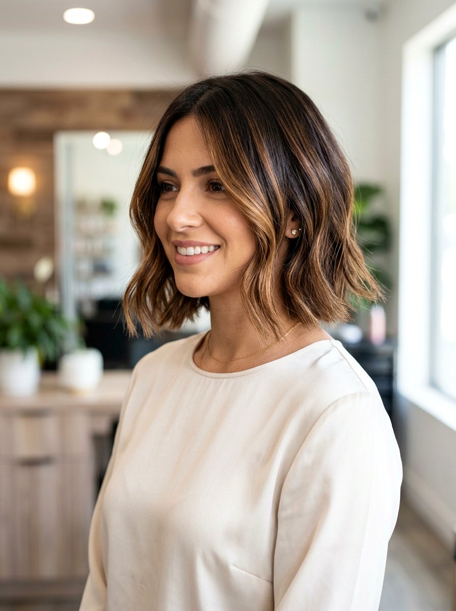 Caramel Balayage On Brunette Bob Haircut - 20 warm caramel balayage for brunettes - 20 warm caramel balayage for brunettes