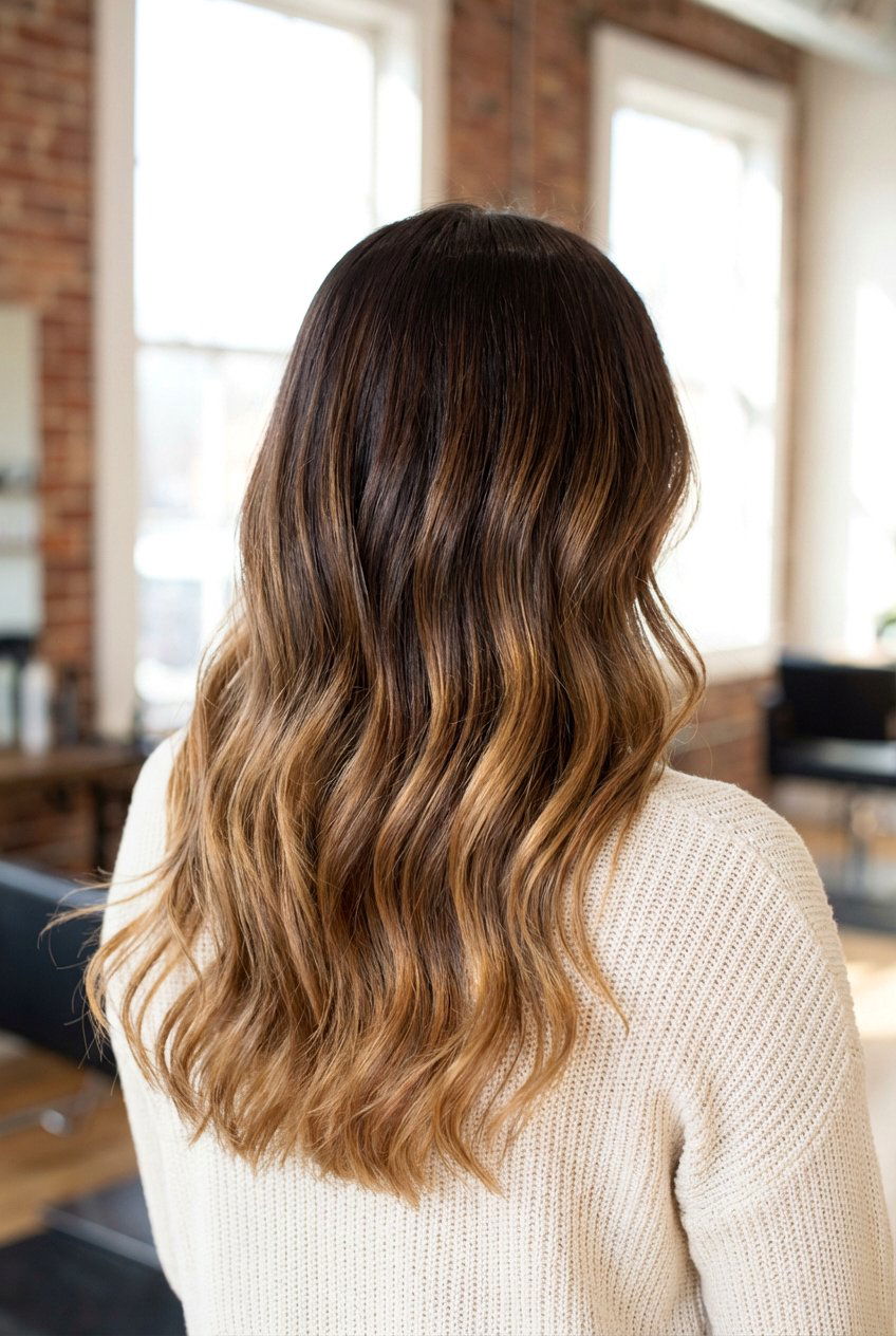 Caramel Balayage On Dark Brown Hair - 20 brunette hair with blonde highlights - 20 brunette hair with blonde highlights