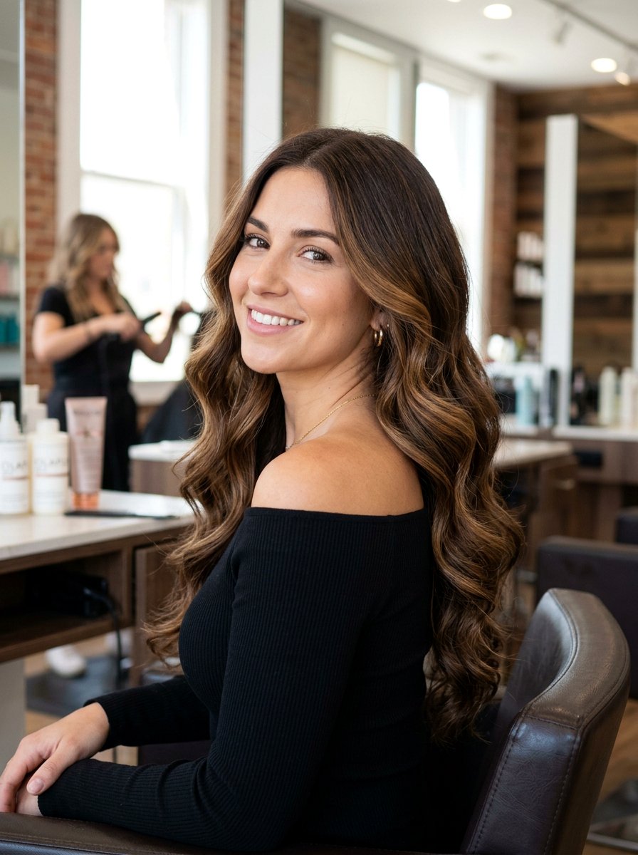 Caramel Balayage On Long Wavy Brunette Hair - 20 warm caramel balayage for brunettes - 20 warm caramel balayage for brunettes