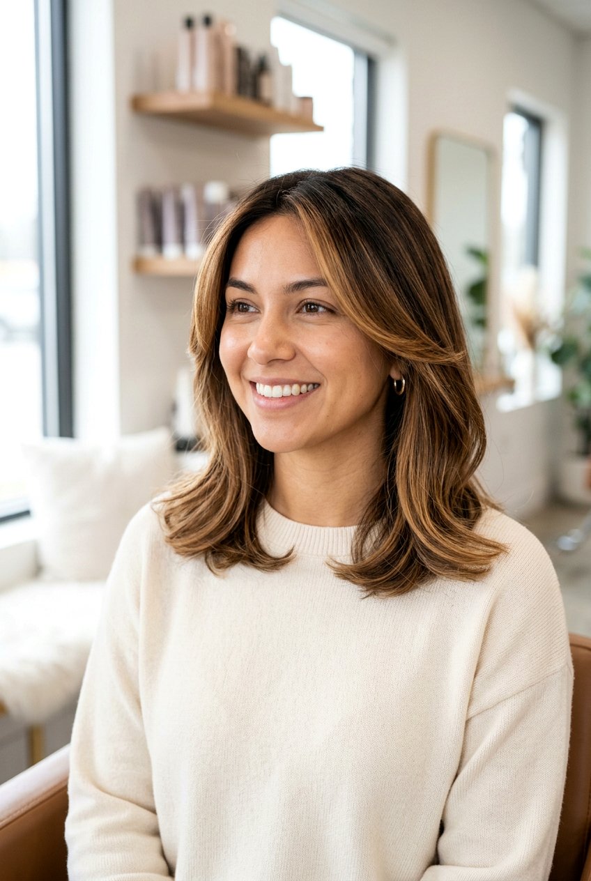 Caramel Balayage On Warm Brunette Lob - 20 caramel balayage for warm skin tones - 20 caramel balayage for warm skin tones