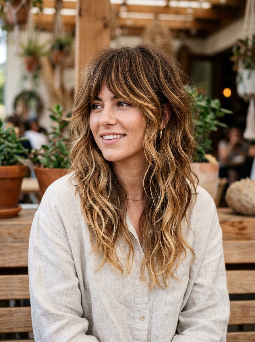 Caramel Balayage Wolf Cut - 20 wolf cut hair color ideas - 20 wolf cut hair color ideas