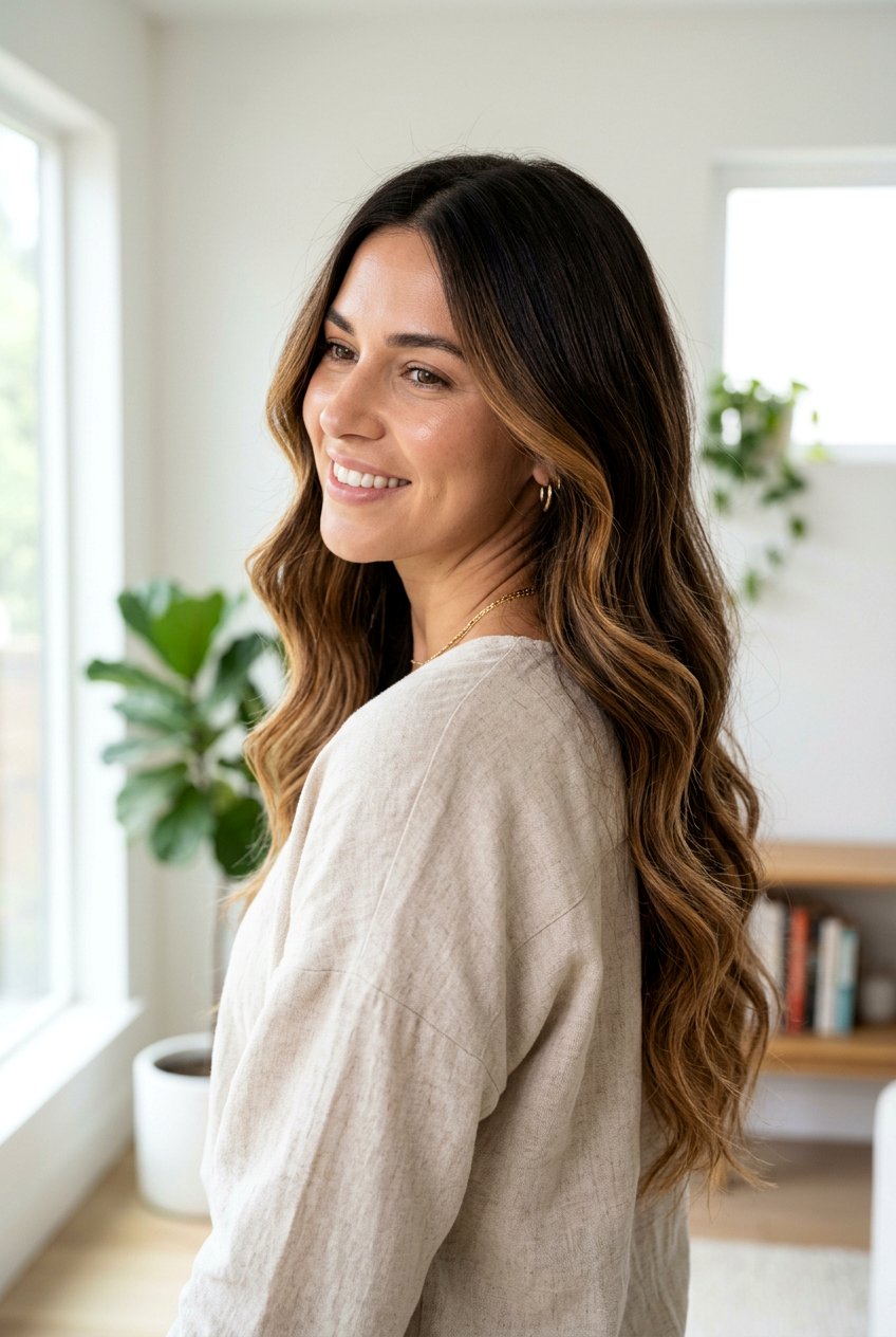 Caramel Balayage on Dark Brown Hair - 20 warm caramel highlights on brown hair - 20 warm caramel highlights on brown hair