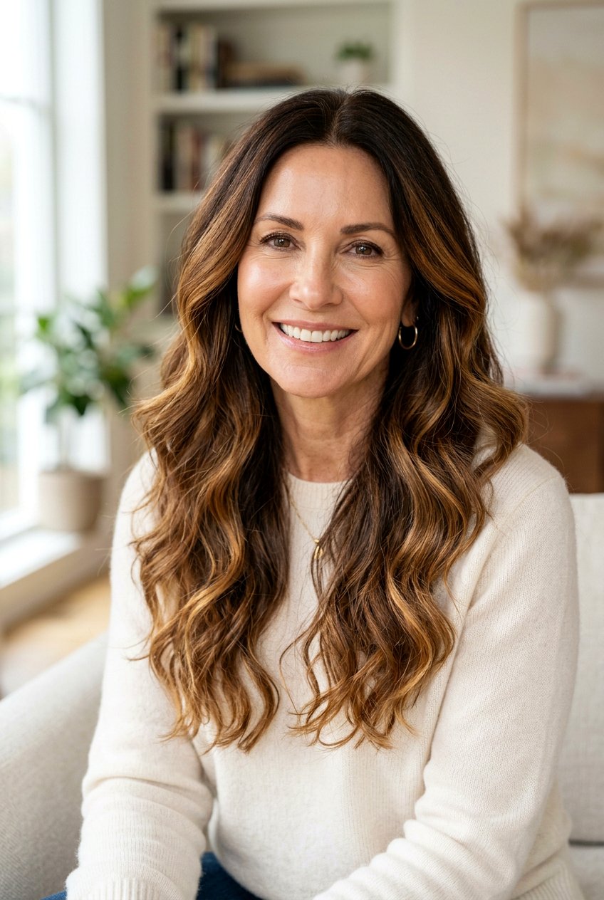 Caramel Balayage - 20 blended caramel highlights for mature women - 20 blended caramel highlights for mature women