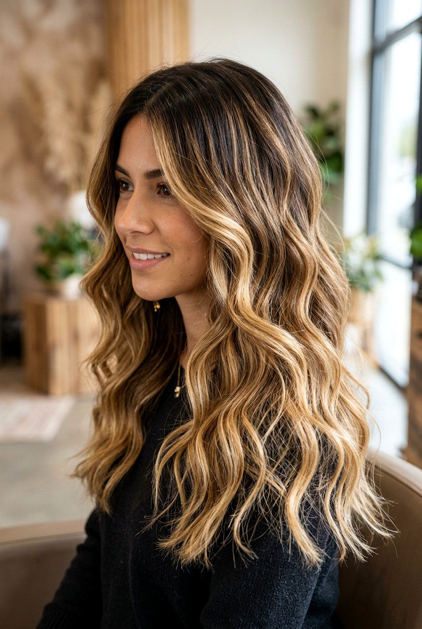 Caramel Blonde Balayage On Dark Brown Hair - 20 lived in caramel blonde hair - 20 lived in caramel blonde hair