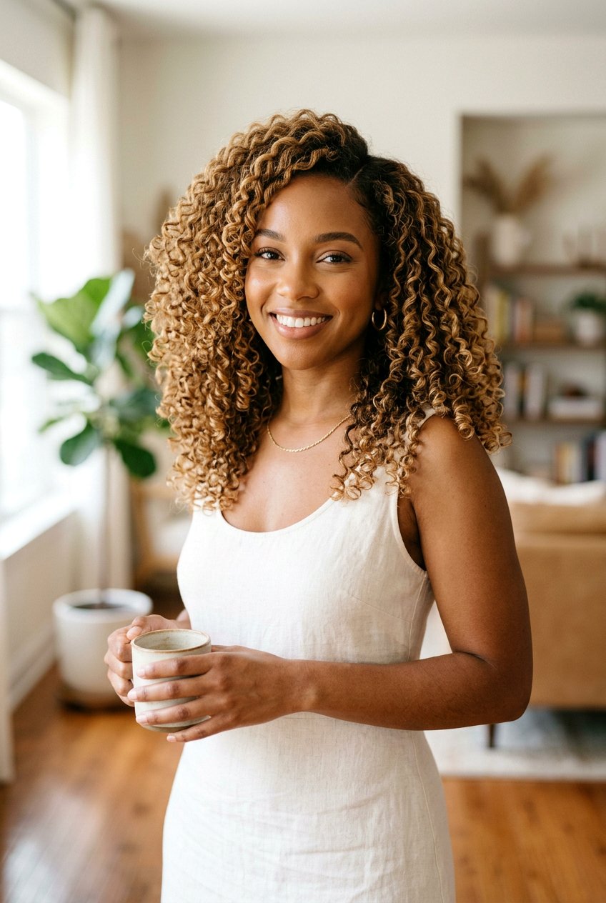 Caramel Blonde Curls - 20 soft money piece for blonde mature hair - 20 soft money piece for blonde mature hair