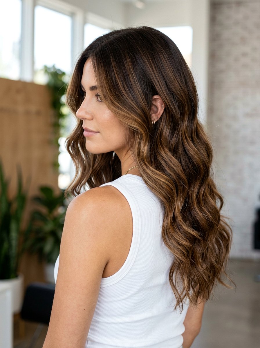 Caramel Brown Balayage On Rich Brunette - 20 rich brown hair with soft caramel ribbons - 20 rich brown hair with soft caramel ribbons