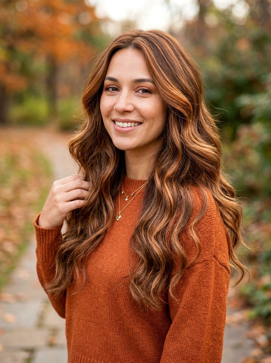 Caramel Brown Hair With Copper Ribbons - 20 rich brown hair with soft caramel ribbons - 20 rich brown hair with soft caramel ribbons