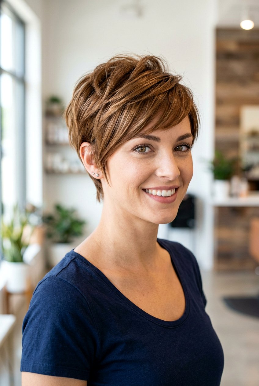 Caramel Brown Pixie Cut - 20 hair color ideas for pixie cuts - 20 hair color ideas for pixie cuts