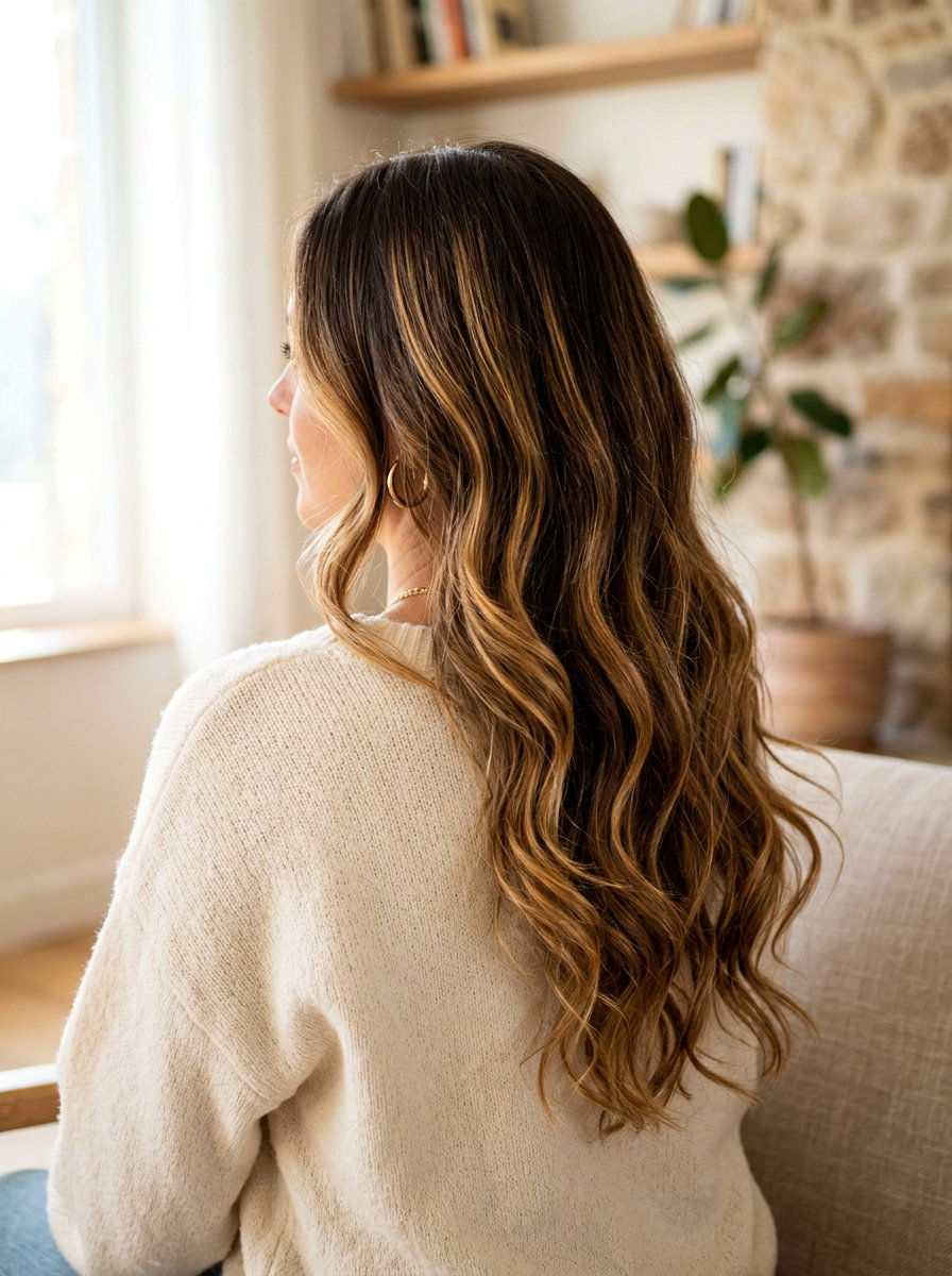 Caramel Brunette Balayage On Long Wavy Hair - 20 classy brunette balayage ideas - 20 classy brunette balayage ideas