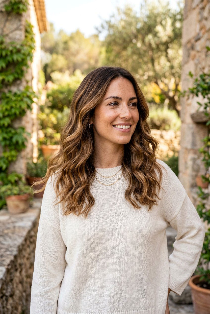 Caramel Brunette Balayage With Loose Waves - 20 low maintenance brunette balayage - 20 low maintenance brunette balayage