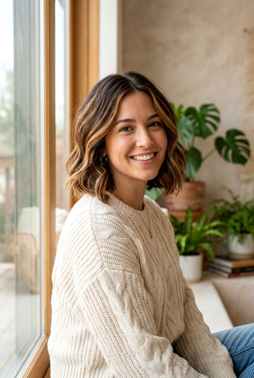 Caramel Highlight Bob - 20 bob hair color ideas for brunettes - 20 bob hair color ideas for brunettes