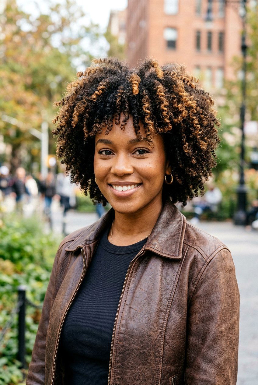 Caramel Highlight Tapered Fro - 20 tapered fro with color for women - 20 tapered fro with color for women