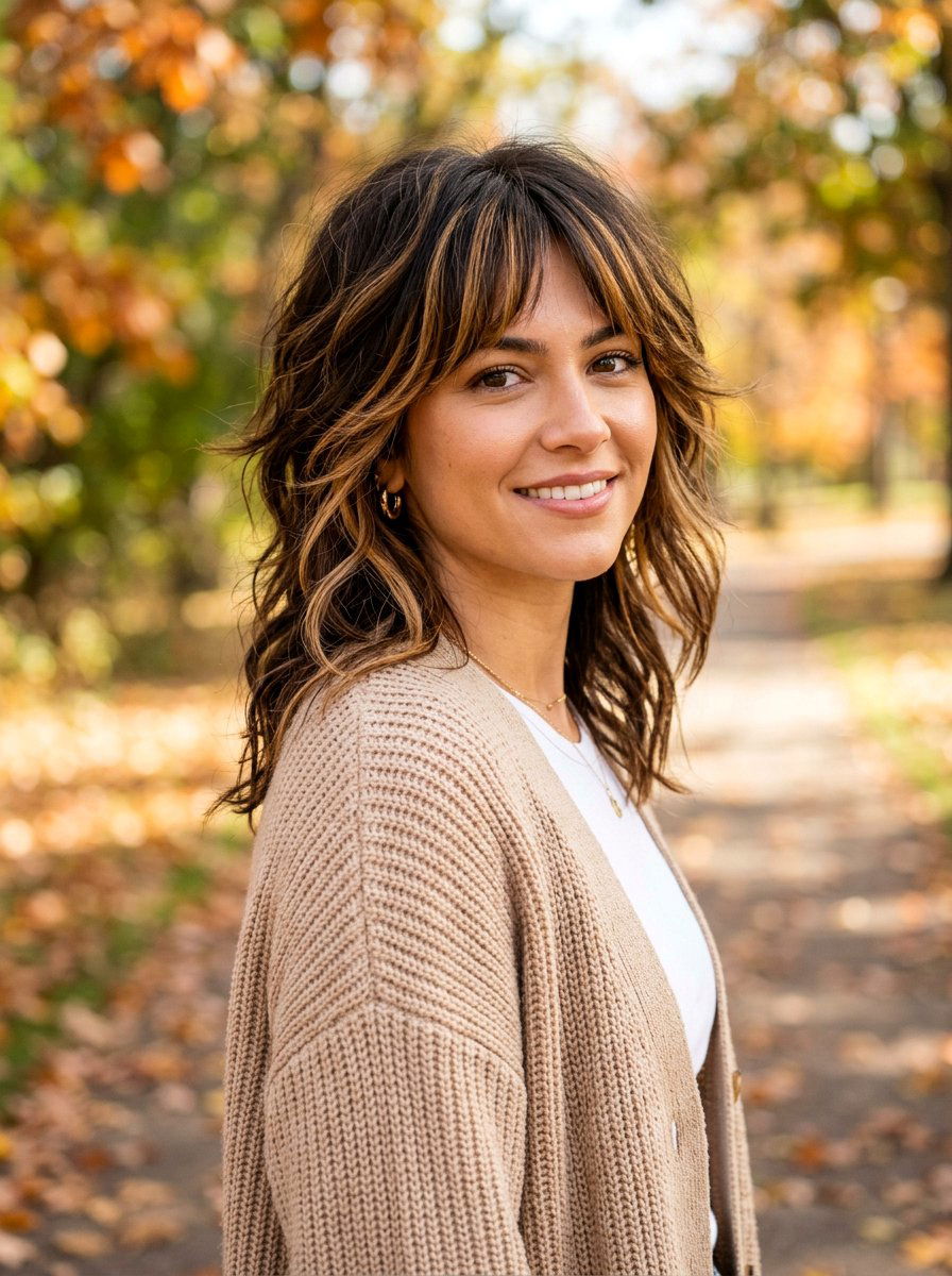 Caramel Highlight Wolf Cut - 20 hair color ideas for wolf cuts - 20 hair color ideas for wolf cuts