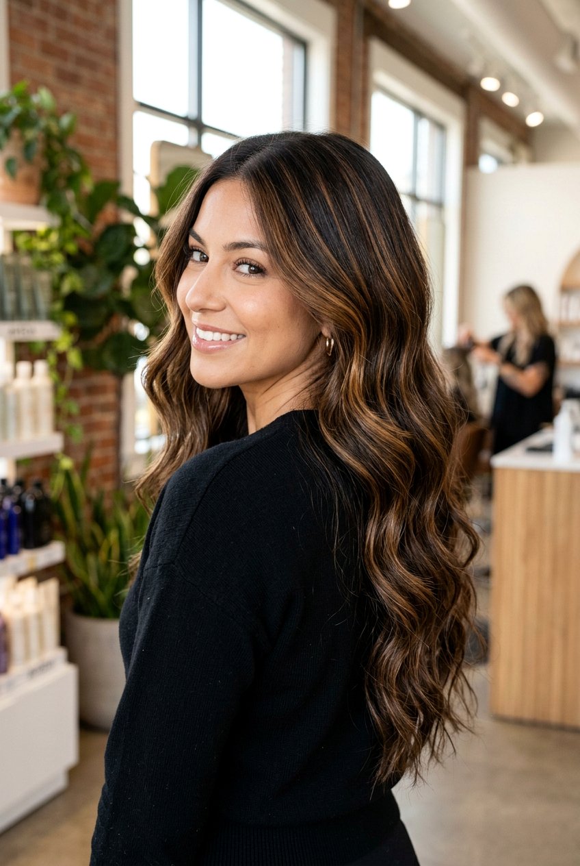 Caramel Highlights On Dark Brown Long Hair - 20 hair color ideas for long hair - 20 hair color ideas for long hair