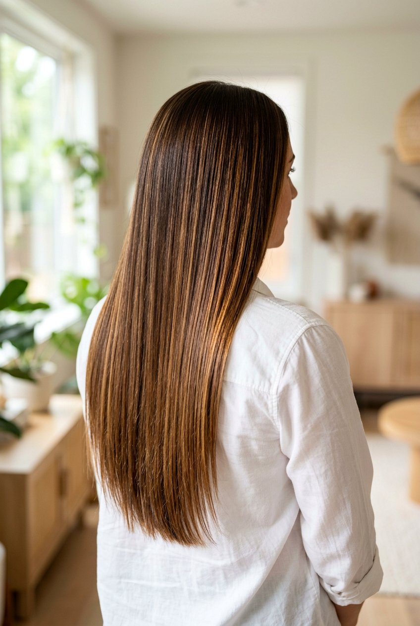 Caramel Highlights on Long Straight Brown Hair - 20 warm caramel highlights on brown hair - 20 warm caramel highlights on brown hair