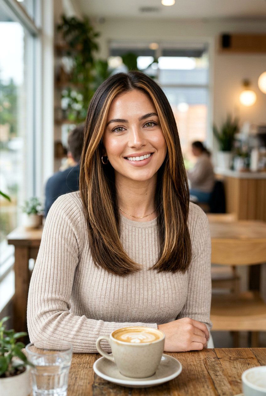 Caramel Latte Face Framing Highlights - 20 caramel latte hair color - 20 caramel latte hair color