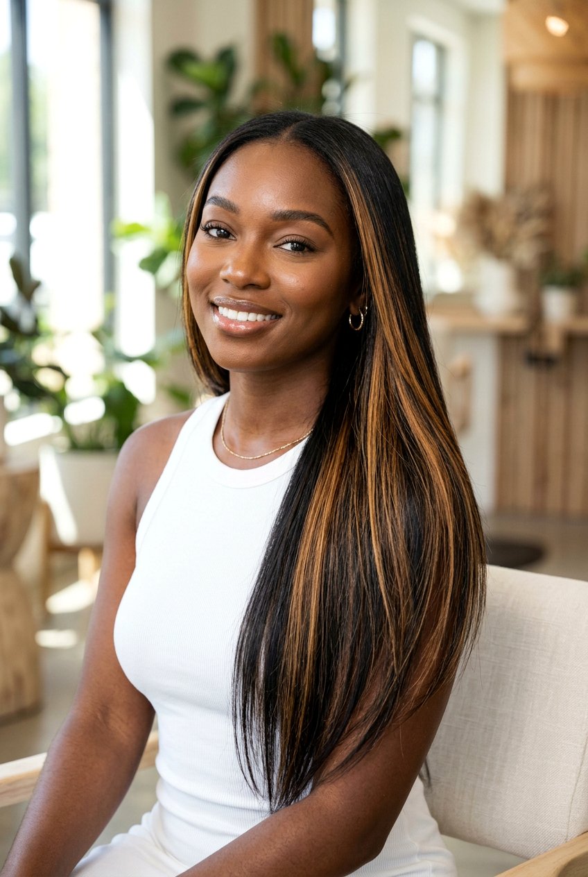 Caramel Latte Highlights on Black Hair - 20 caramel latte hair color - 20 caramel latte hair color