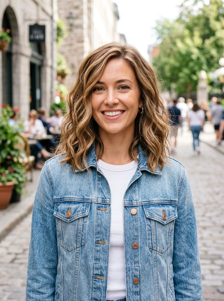 Caramel Lob With Waves - 20 summer sun kissed brunette hair - 20 summer sun kissed brunette hair