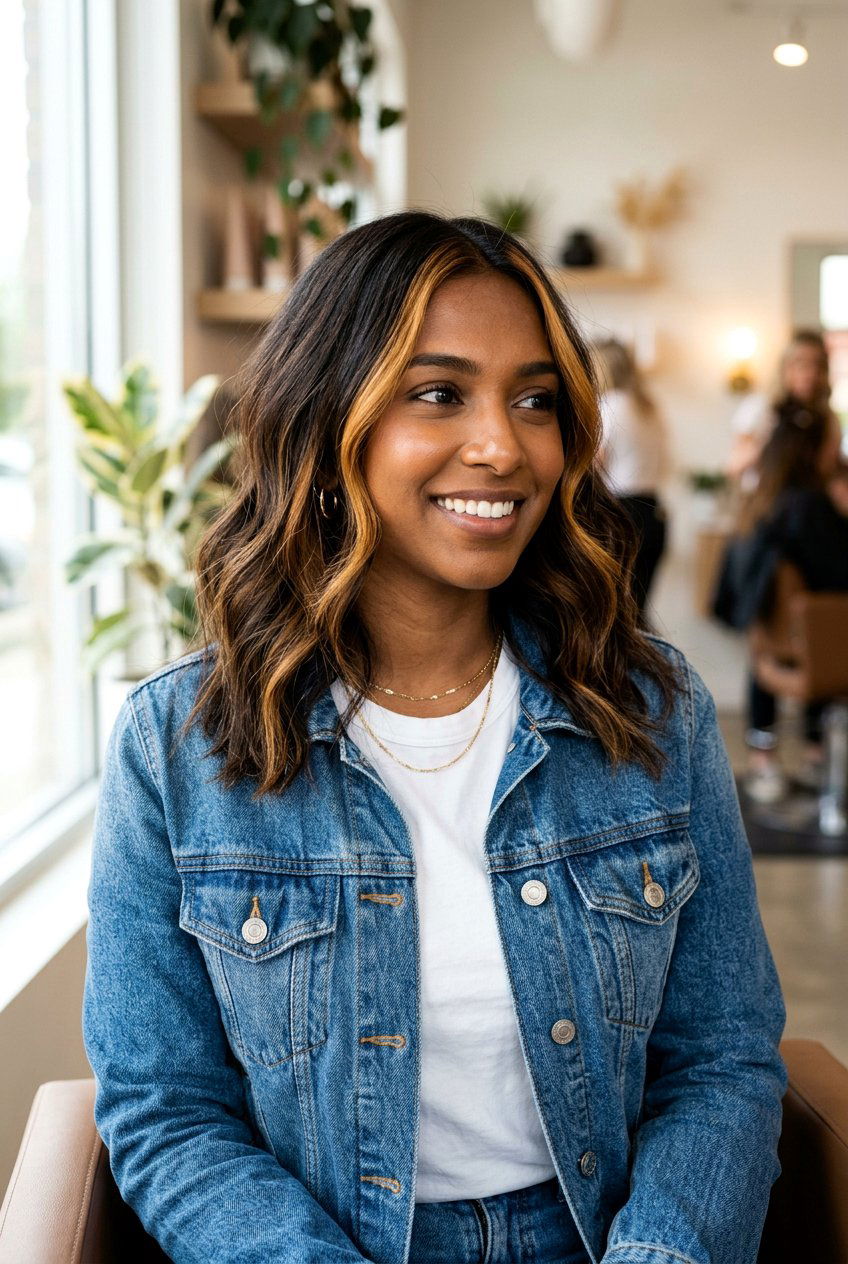 Caramel Money Piece - 20 caramel bronde balayage for brunettes - 20 caramel bronde balayage for brunettes