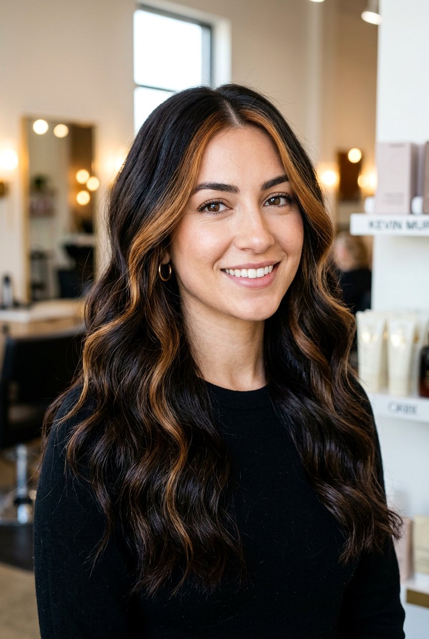 Caramel Money Piece On Dark Hair - 20 money piece hair color - 20 money piece hair color