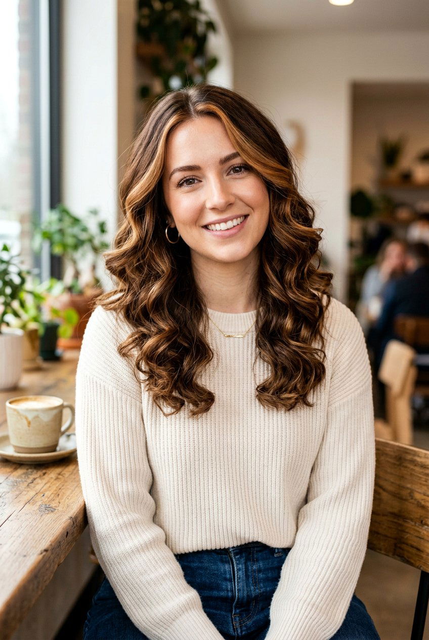 Caramel Money Piece on Chestnut Brown Hair - 20 bold money piece ideas - 20 bold money piece ideas