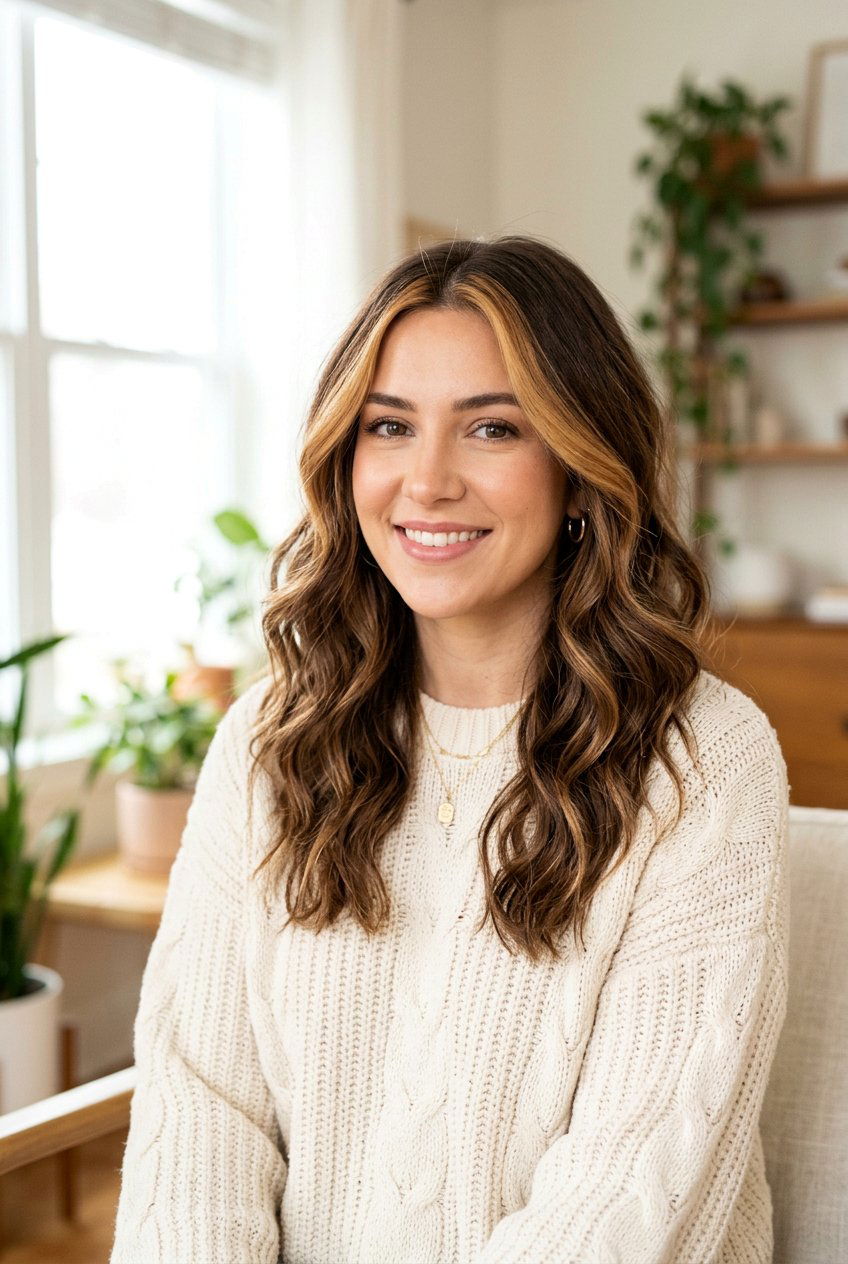 Caramel Money Piece with Warm Balayage on Brown Hair - 20 money piece with balayage - 20 money piece with balayage