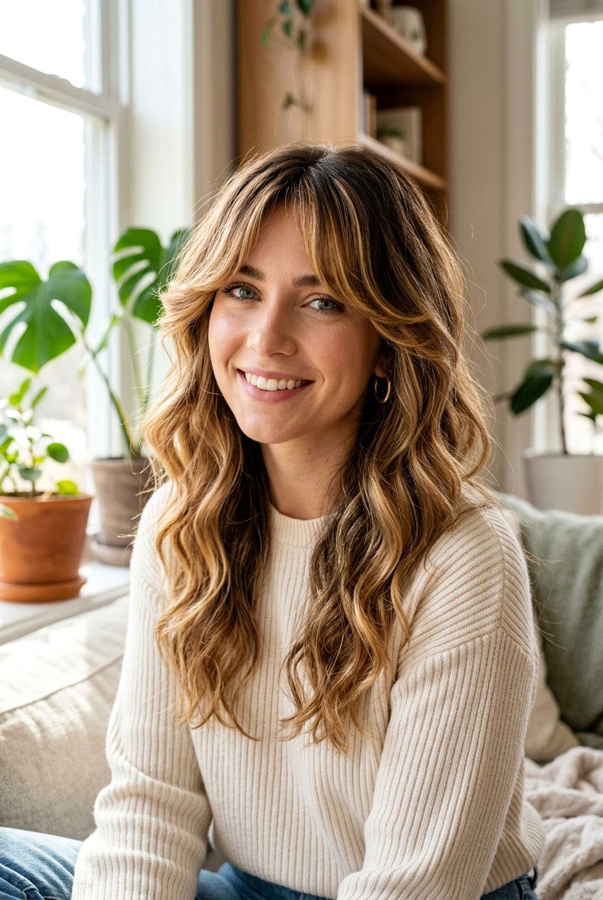 Caramel Ombre With Curtain Bangs - 20 caramel ombre hair - 20 caramel ombre hair