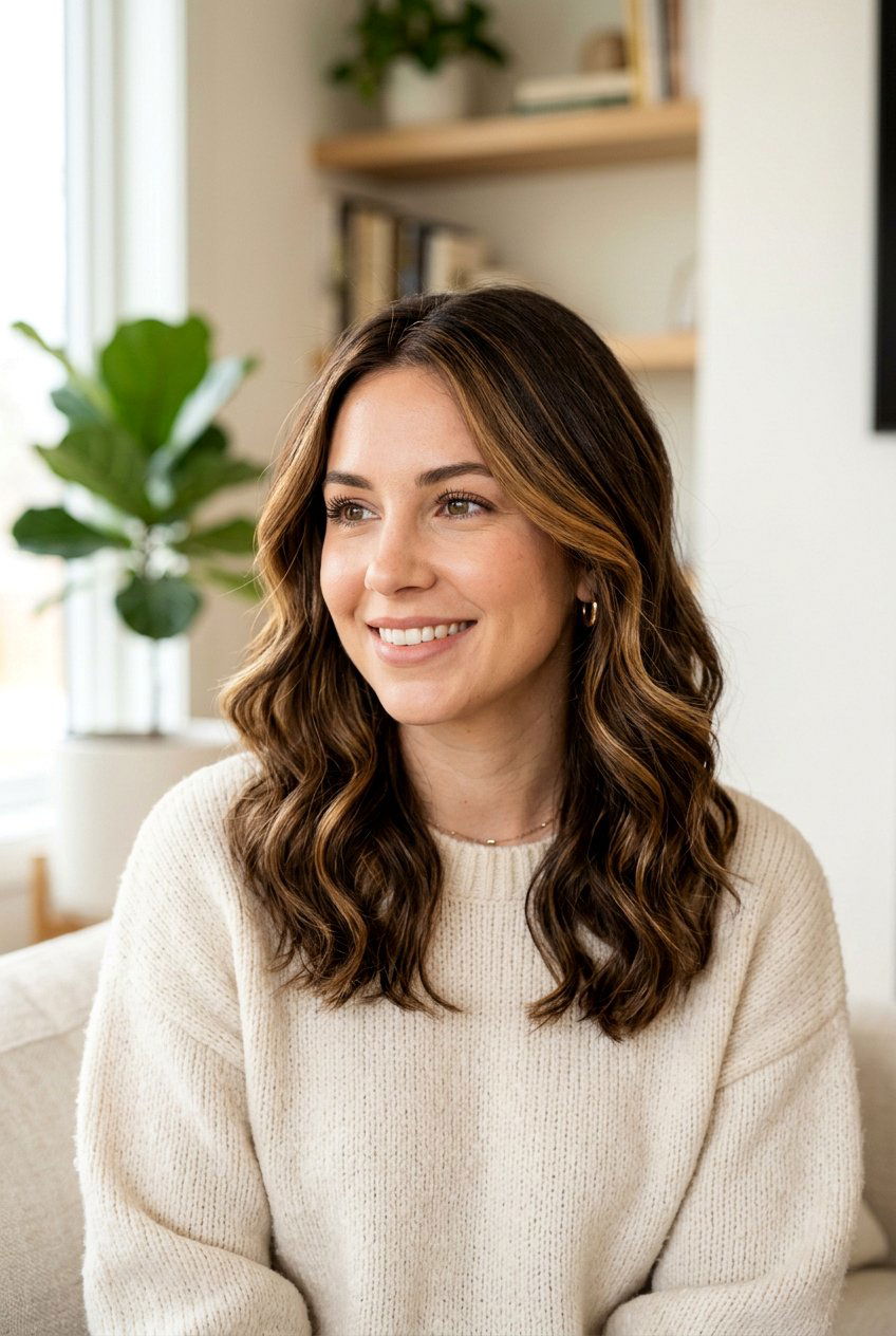 Caramel Partial Highlights on Brown Hair - 20 partial highlights on brown hair - 20 partial highlights on brown hair