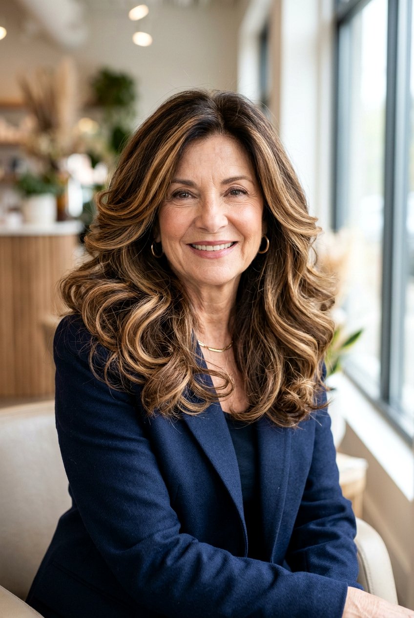 Caramel Ribbon Balayage - 20 soft brunette balayage for older women - 20 soft brunette balayage for older women