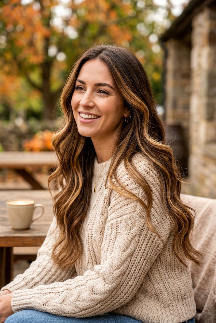 Caramel Ribbon Highlights On Long Hair - 20 autumn caramel ribbons hair - 20 autumn caramel ribbons hair