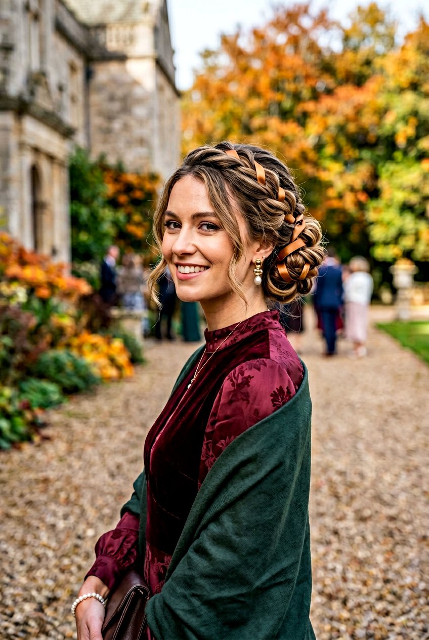 Caramel Ribbons On Updo Hairstyle - 20 autumn caramel ribbons hair - 20 autumn caramel ribbons hair