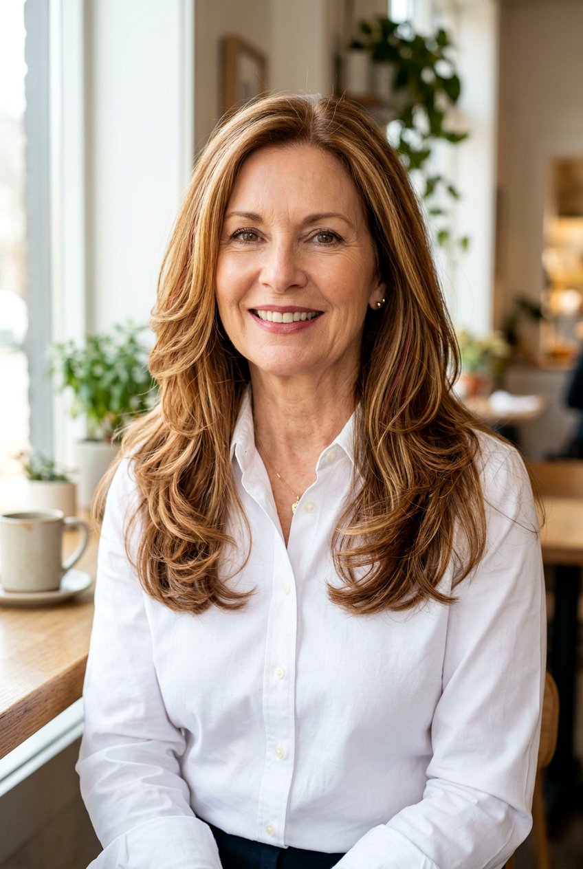 Caramel auburn swirl - 20 soft auburn hair color for older women - 20 soft auburn hair color for older women