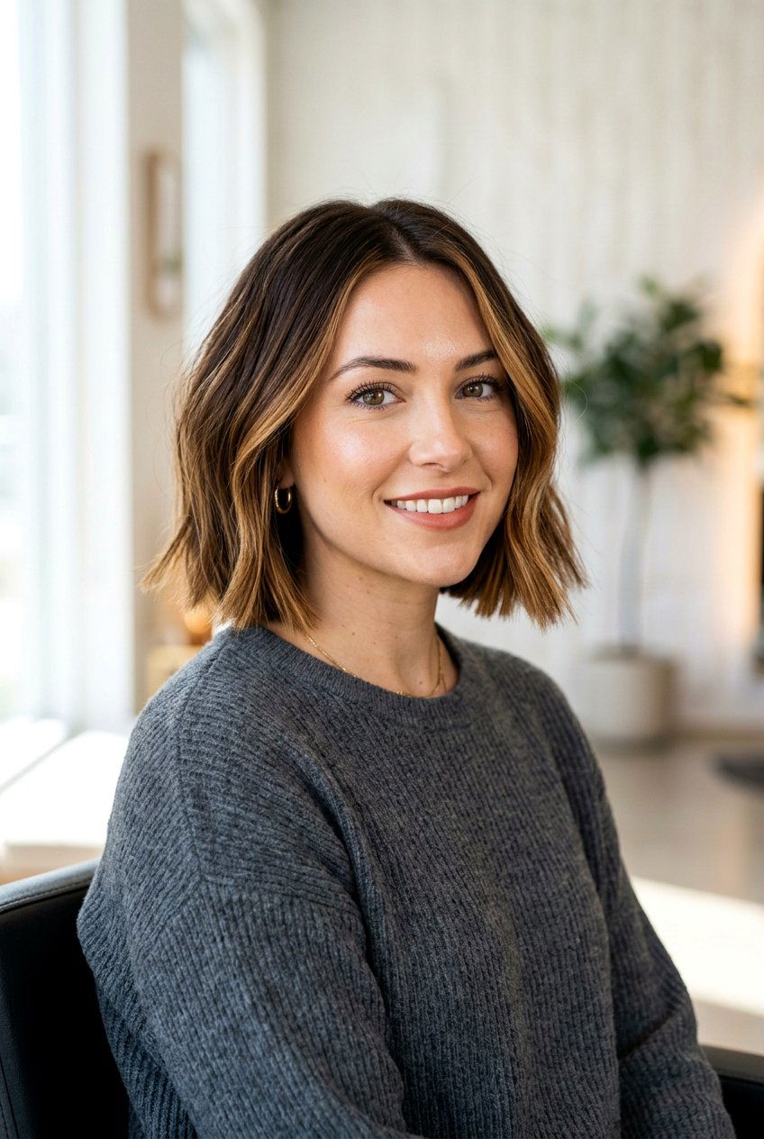 Caramel balayage on dark brown bob - 20 dark brown hair with caramel balayage - 20 dark brown hair with caramel balayage