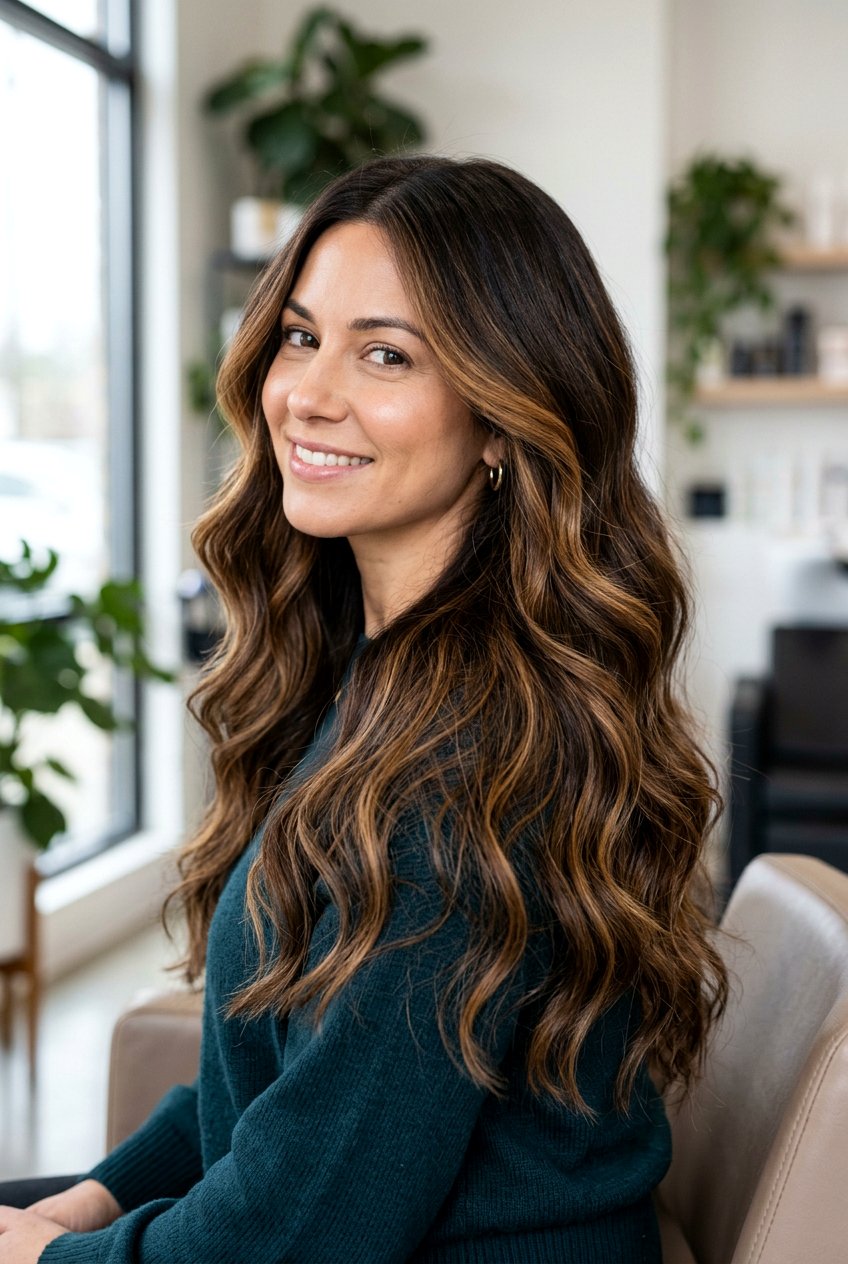 Caramel balayage on dark brown hair - 20 brunette hair with caramel highlights - 20 brunette hair with caramel highlights