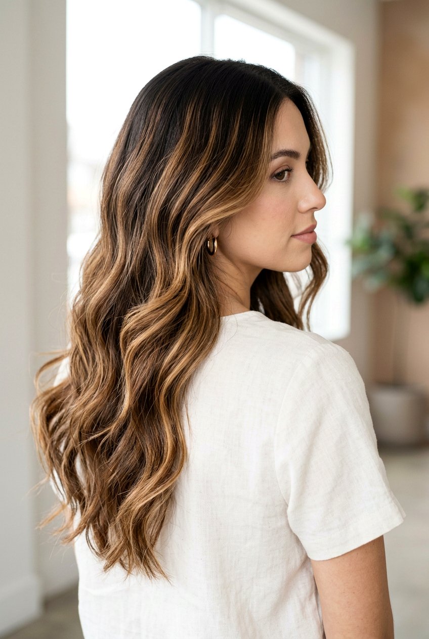 Caramel balayage on dark brown hair - 20 caramel highlights on dark hair - 20 caramel highlights on dark hair