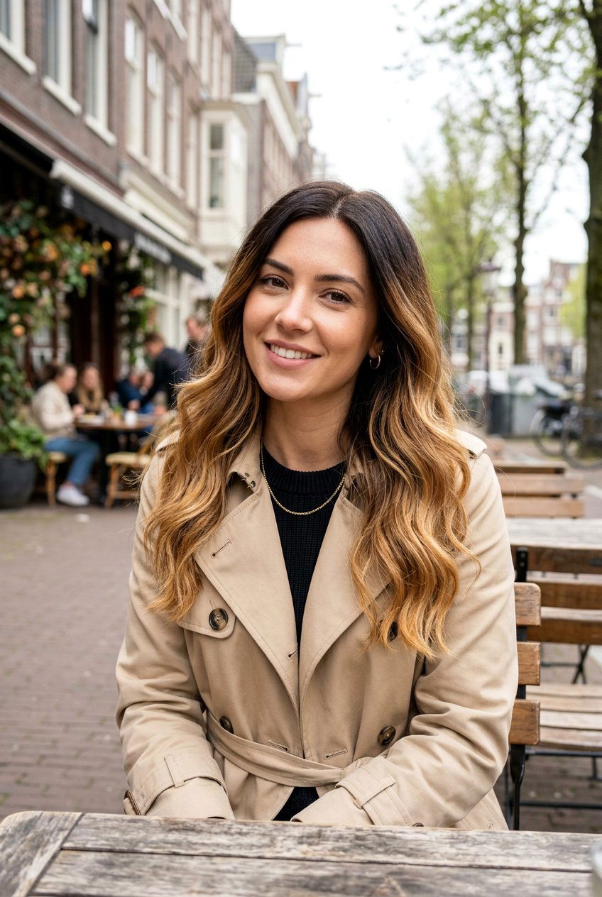 Caramel ombre on dark brown hair - 20 delicate caramel ribbons for mature brunettes - 20 delicate caramel ribbons for mature brunettes