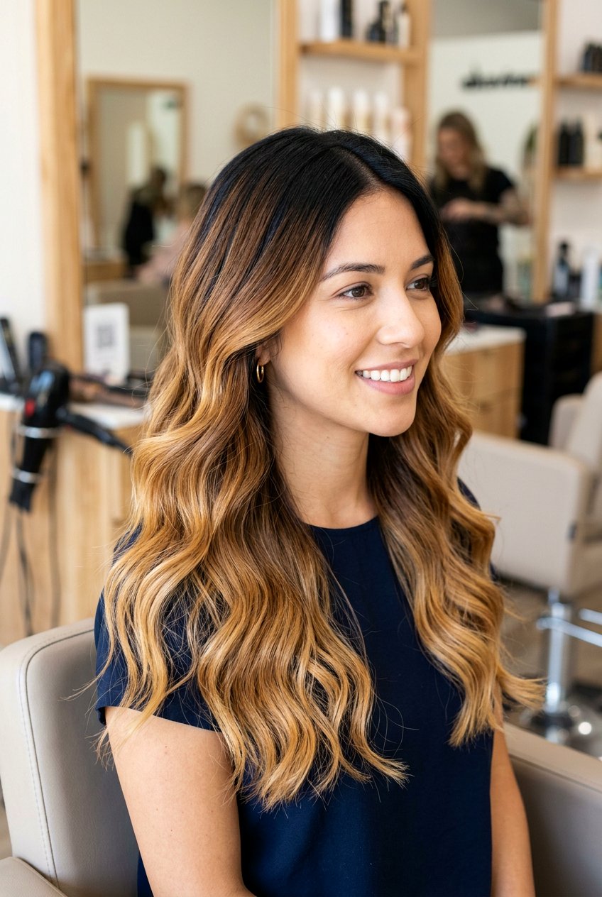 Caramel ombre on dark hair - 20 caramel highlights on dark hair - 20 caramel highlights on dark hair