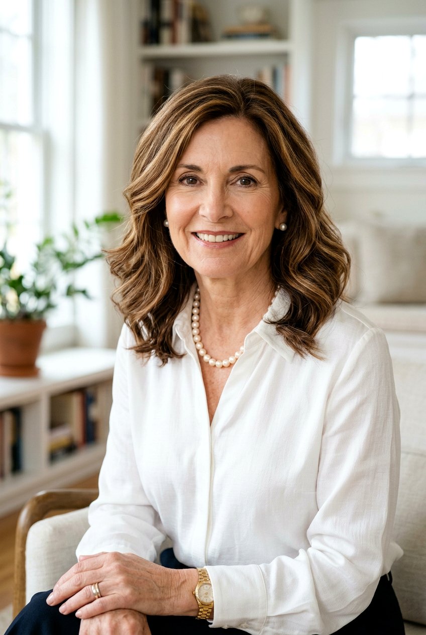 Caramelized brunette hair for older women - 20 delicate caramel ribbons for mature brunettes - 20 delicate caramel ribbons for mature brunettes