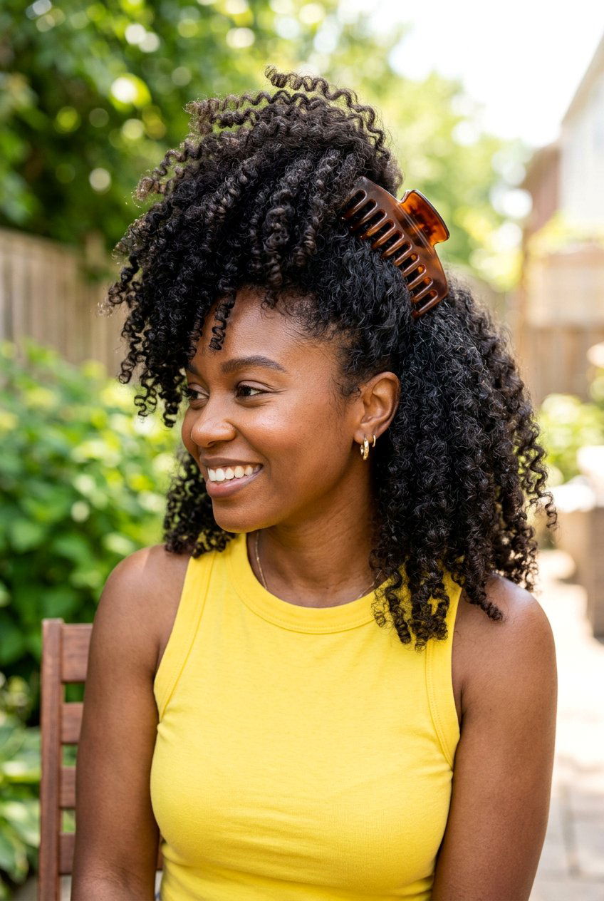 Cascading Curls Clip - 20 dorm friendly claw clip hairstyle - 20 dorm friendly claw clip hairstyle