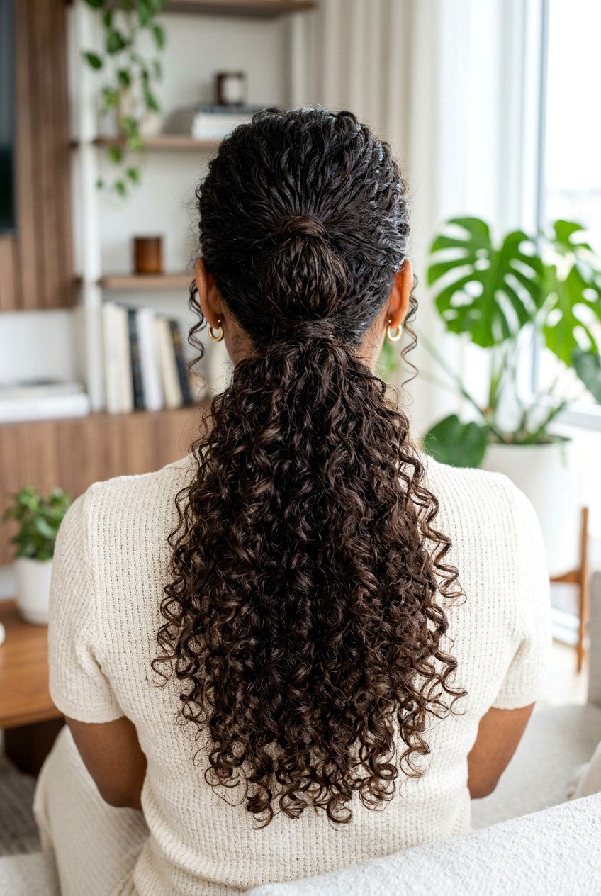 Cascading Curly Ponytail - 20 bridal hairstyle for long curly hair - 20 bridal hairstyle for long curly hair