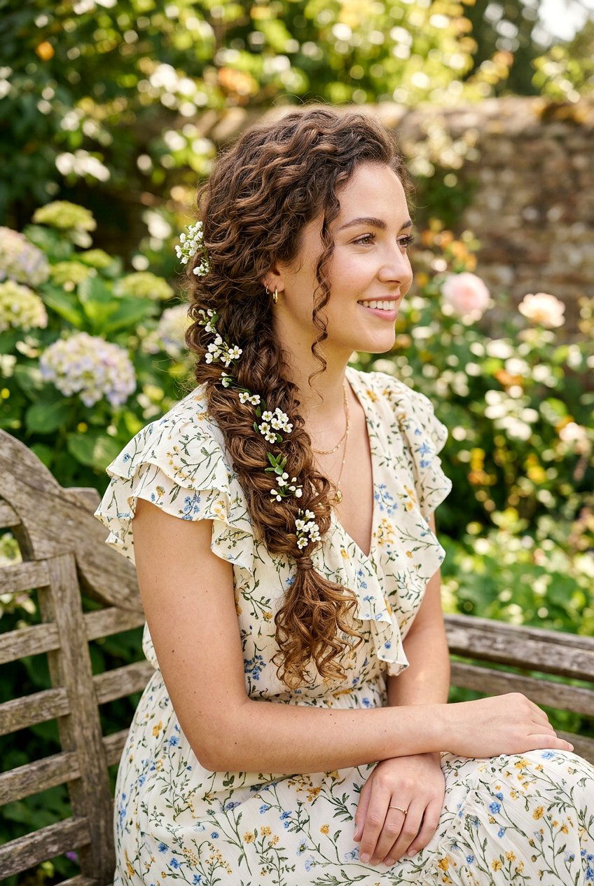 Cascading Side Braid - 20 prom hairstyle for curly natural hair - 20 prom hairstyle for curly natural hair