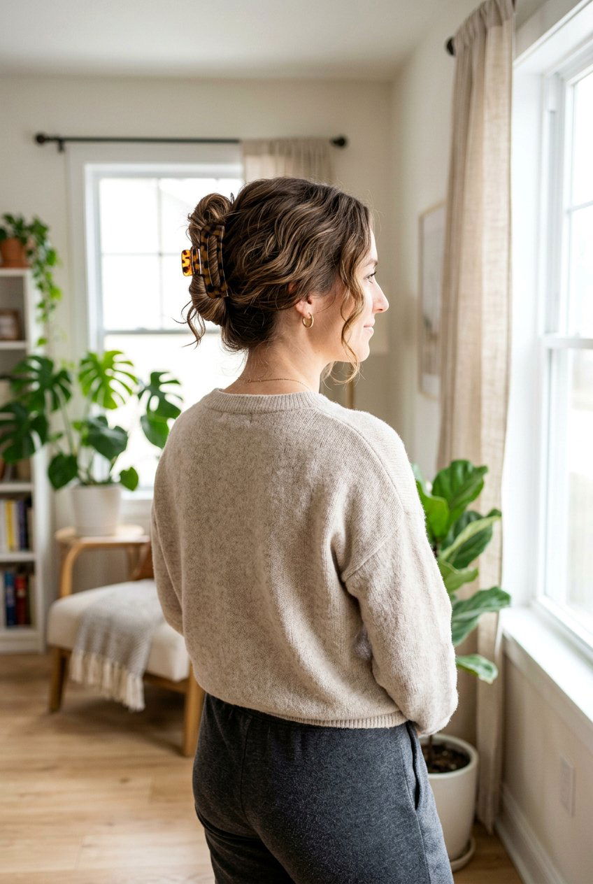 Casual Day Claw Clip Updo - 20 best claw clip hairstyle ideas - 20 best claw clip hairstyle ideas