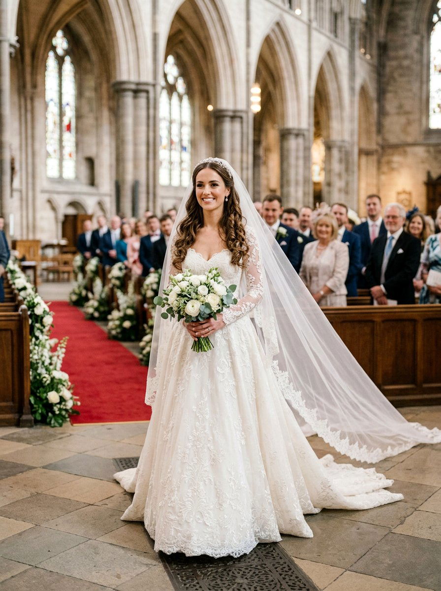 Cathedral Veil Soft Curls - 20 wedding hairstyles with soft curls and veil - 20 wedding hairstyles with soft curls and veil