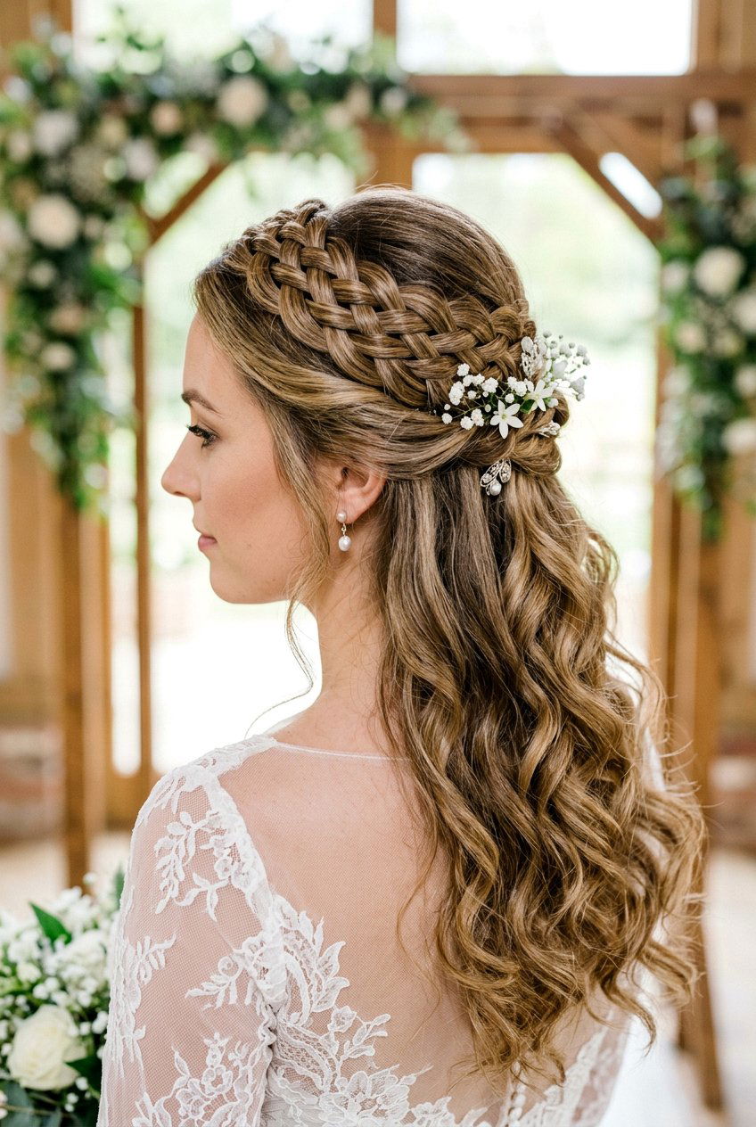 Celtic Knot Braid Crown Half Up - 20 bridal half up with braid crown - 20 bridal half up with braid crown