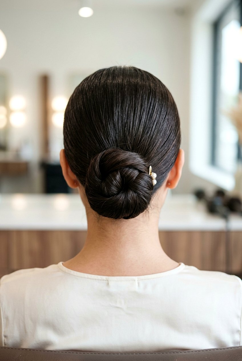 Center Knot Chignon - 20 classic chignon hairstyle - 20 classic chignon hairstyle